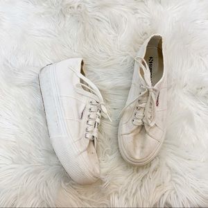 Superga White Platform Shoes Size 39